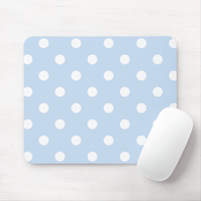 Tapis De Souris Bleu Clair Pastel Avec Grands Pois (Avec souris)