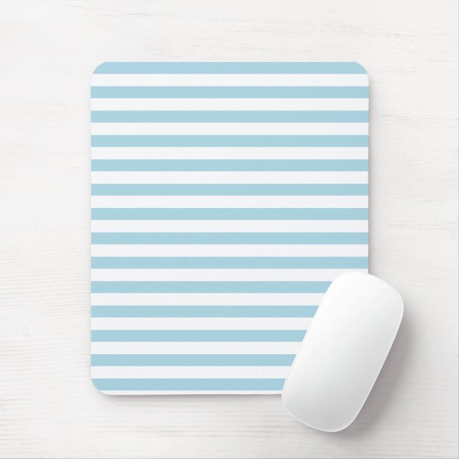 Tapis De Souris Bleu clair Stripes Vacances Été Pastel (Avec souris)