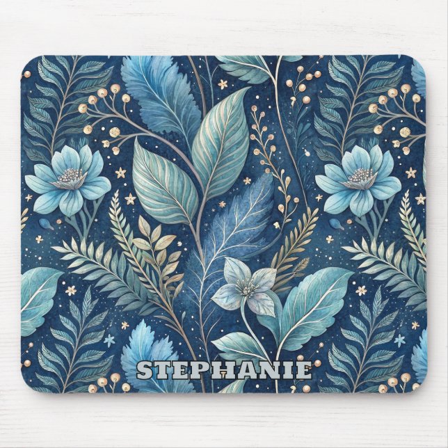 Tapis De Souris Bleu complexe et vert botanique - bleu foncé étoil (Devant)