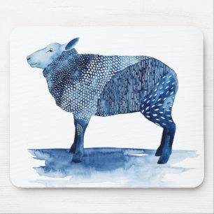 Tapis De Souris Bleu de cobalt Animaux de ferme - Moutons