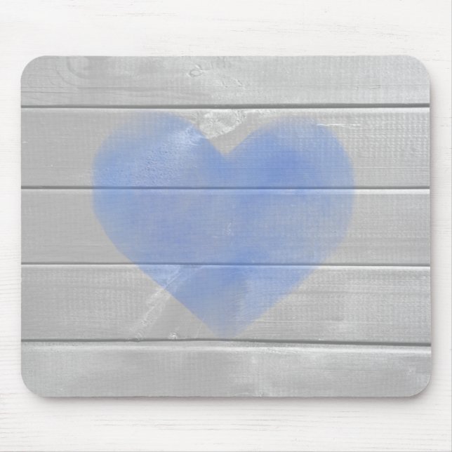 Tapis de souris bleu de coeur de bois dur rustique (Devant)