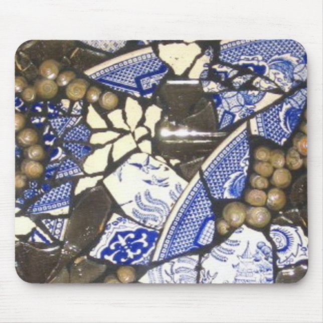 Tapis de souris bleu de mosaïque de saule (Devant)
