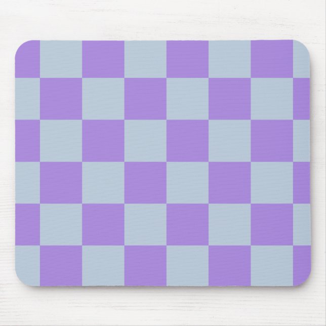 Tapis De Souris Bleu doux et À damiers lavande (Devant)