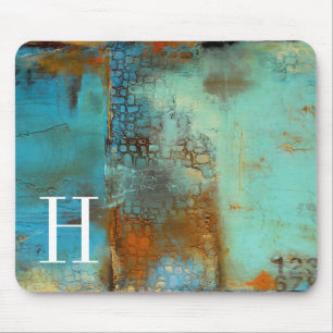 Tapis De Souris Bleu du monogramme   Deja