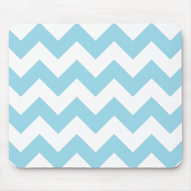Tapis de souris bleu et blanc de Chevron (Devant)