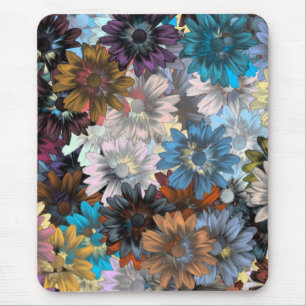 Tapis De Souris Bleu et marron floral