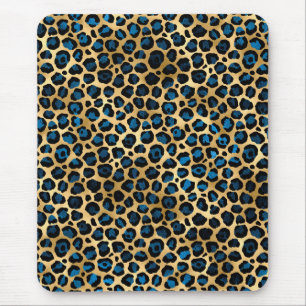 Tapis De Souris Bleu et Or Série Léopard Design 4