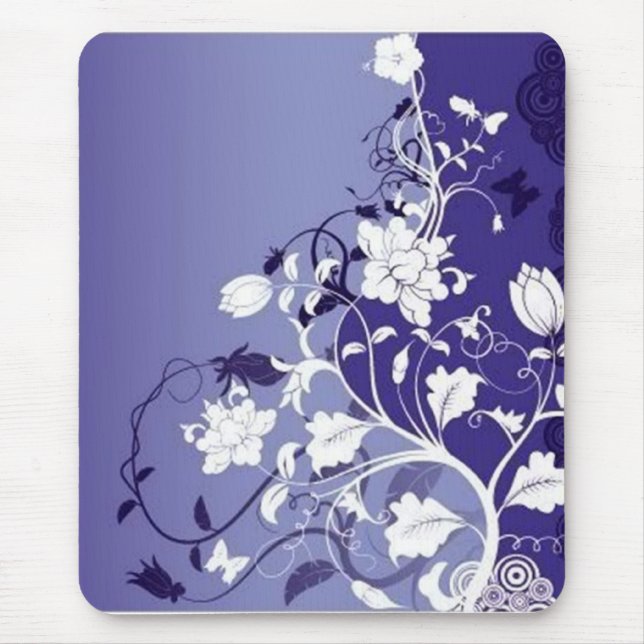 Tapis De Souris bleu-fleurs, bleu-fleurs (Devant)