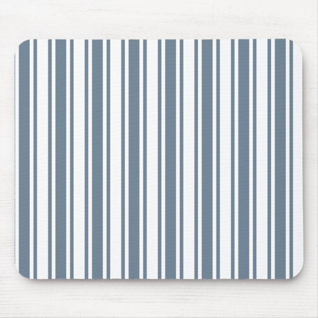 Tapis De Souris Bleu gris et blanc rayures de bonbons (Devant)