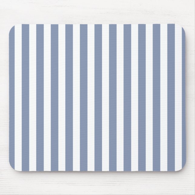 Tapis De Souris Bleu gris et blanc rayures de bonbons (Devant)