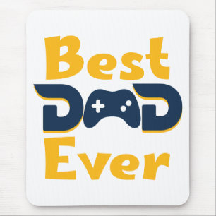 Tapis De Souris Bleu & Jaune Meilleur Papa Jamais Gamer Papa Fête