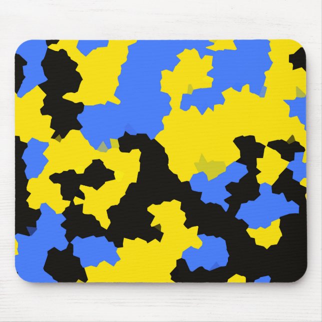 Tapis De Souris Bleu Jaune Noir Conception abstraite (Devant)