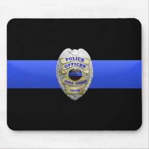 Tapis De Souris Bleu Léger Police Badge Souris Pad