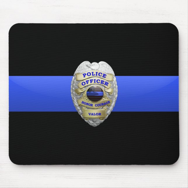 Tapis De Souris Bleu Léger Police Badge Souris Pad (Devant)