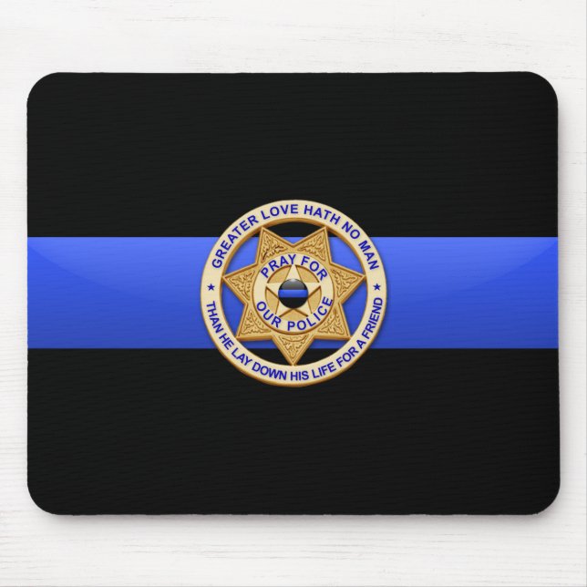 Tapis De Souris Bleu Léger Police Grand Amour Badge (Devant)