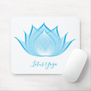 Tapis De Souris Bleu Lotus Moiré Dessin Fleur Graphisme Art Yoga