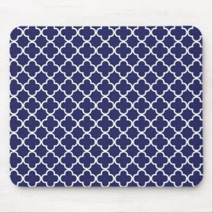 Tapis De Souris Bleu marine Quatrefoil Mousepad
