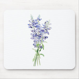 Tapis De Souris bleu mealycup fleurs de sauge bouquet aquarelle