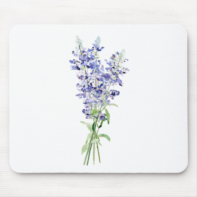 Tapis De Souris bleu mealycup fleurs de sauge bouquet aquarelle (Devant)