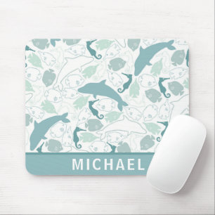 Tapis De Souris Bleu mignon Dolphin Mer Vie Motif nautique Enfants
