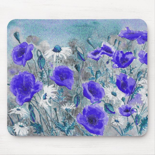Tapis De Souris Bleu" Mousepad "de pavot (Devant)