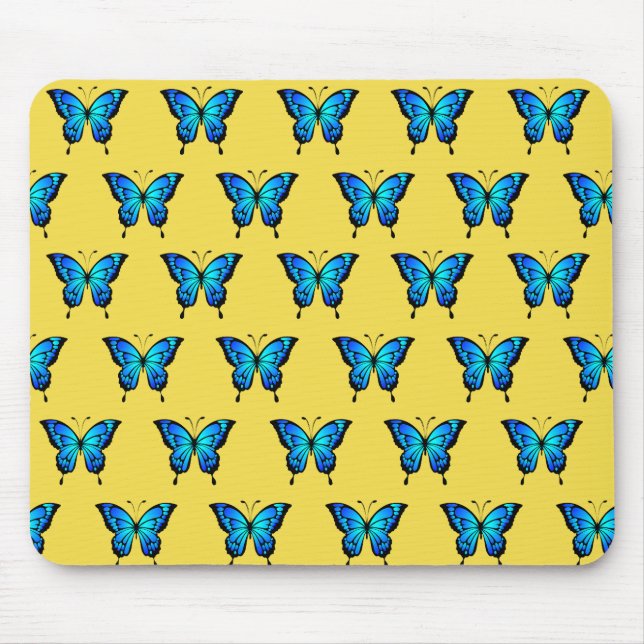 Tapis De Souris Bleu Papillons par magasin. (Devant)
