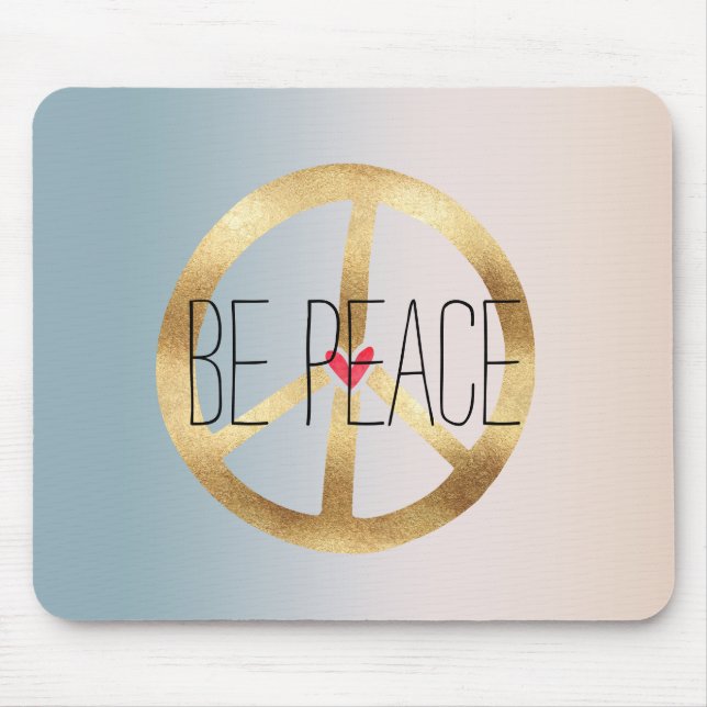 Tapis De Souris Bleu Peach Tie Dye Or Paix Sign Be Peace (Devant)