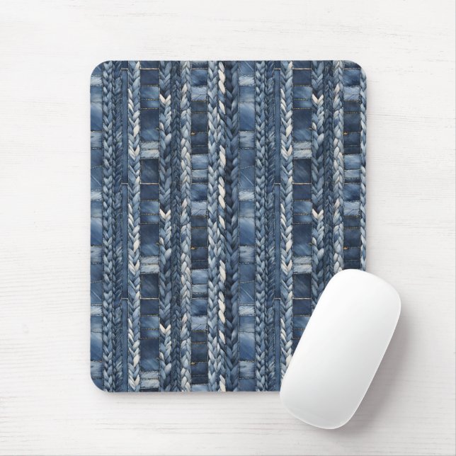 Tapis De Souris Bleu Perdu Et Tressé Jean Denim (Avec souris)