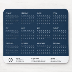 Tapis De Souris Bleu personnalisable 2024 Calendrier Société Logo 