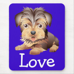 Tapis de souris bleu pour chiot Terrier du Yorkshi