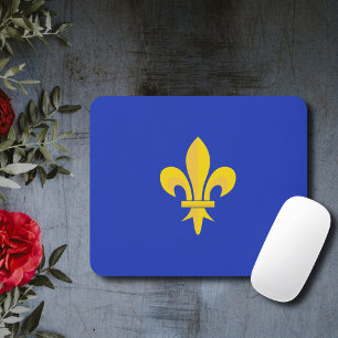 Tapis de souris Bleu Roi avec Fleur de Lys Or