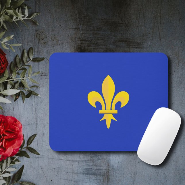 Tapis de souris Bleu Roi avec Fleur de Lys Or (Fleur de Lis on Royal Blue Mouse Pad)