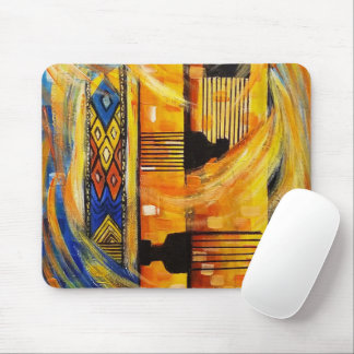 Tapis De Souris Bleu rouge jaune Motifs éthiopiens Mousepad