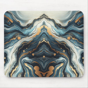 Tapis De Souris Bleu sarcelle or agate Moderne Glamour Élégant Pla