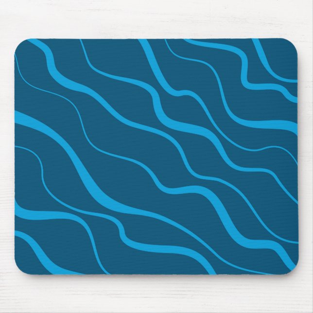 Tapis De Souris Bleu, simple, moderne, cool vague abstraction (Devant)
