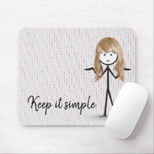 Tapis De Souris Bleu Stick Girl sur Pois