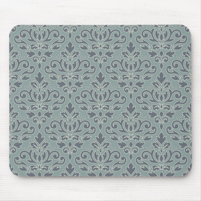 Tapis De Souris Bleu Teal de crème de motif de damassé de rouleau (Devant)