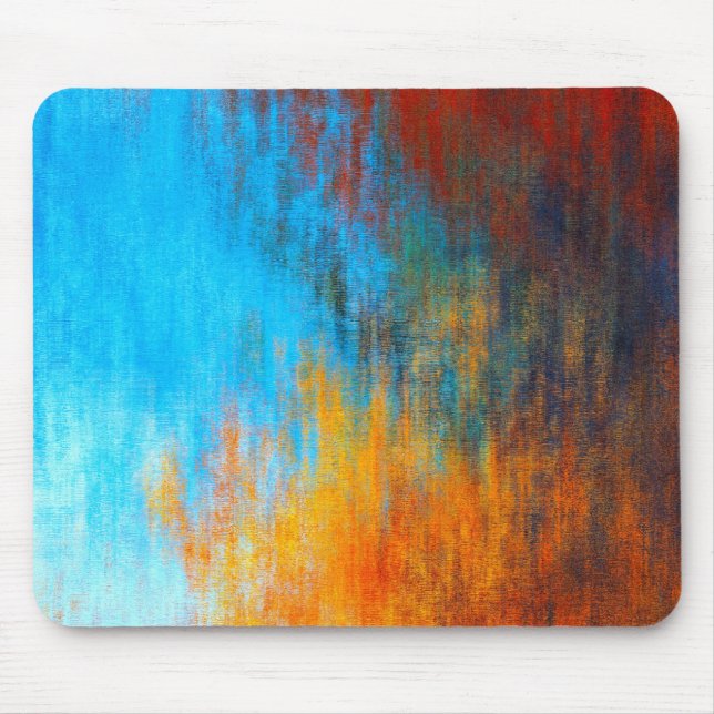 Tapis De Souris bleu turquoise, orange et rouge Abstrait (Devant)