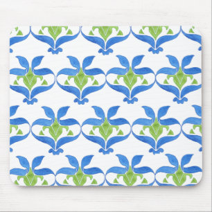 Tapis De Souris Bleu, Vert, Blanc Art Nouveau Motif Mousepad