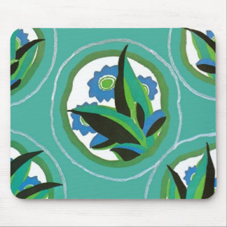 Tapis De Souris Bleu vert Floral Art Déco Mousepad