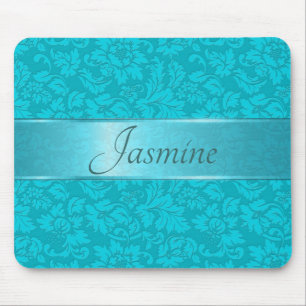 Tapis De Souris Bleu-vert Vintage Damas florales