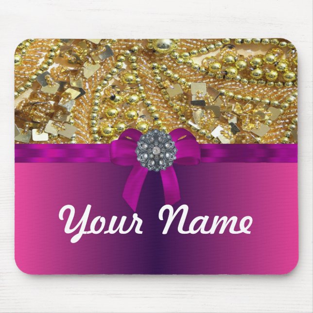 Tapis De Souris Bling et magenta d'or (Devant)