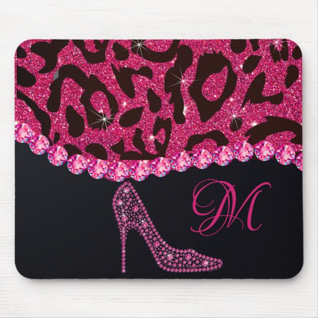 Tapis De Souris Bling Sparkle Diamond Parties scintillant léopard  (Devant)