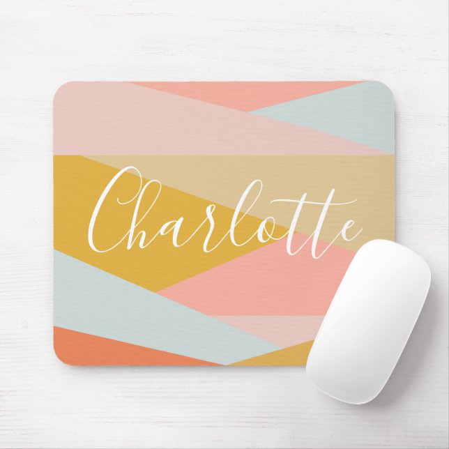 Tapis De Souris Bloc de couleur géométrique moderne Pêche personna (Avec souris)