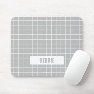 Tapis De Souris Blocs de carreaux gris et blanc personnalisés
