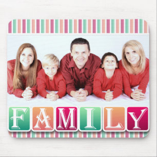 Tapis De Souris Blocs de famille colorés Portrait de famille perso