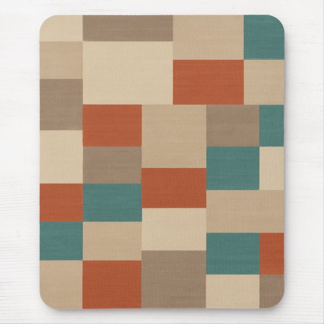 Tapis De Souris Blocs Géométriques Modernes Sarcelle & Beige (Devant)