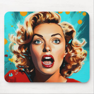 Tapis De Souris Blonde Pop Art surpris