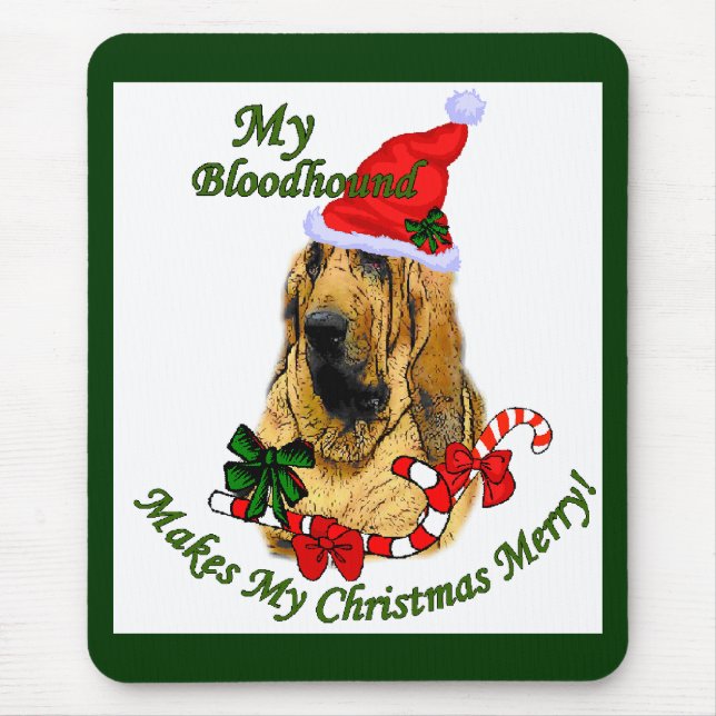 Tapis De Souris Bloodhound Cadeaux de Noël (Devant)