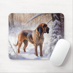 Tapis De Souris Bloodhound Laisse Tomber la Neige de Noël